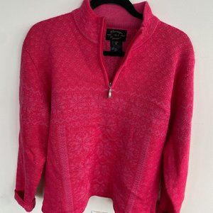 Obermeyer hot pink wool half zip ski sweater